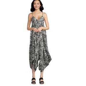 World Market Goa Zebra Print Pocket Jumpsuit Size L/XL